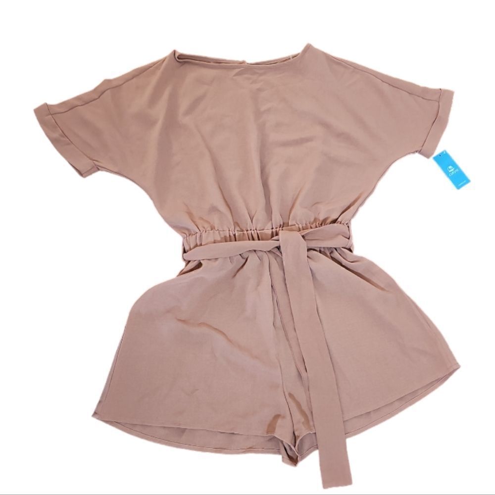 Cupshe IIaria Belted Boat Neck Romper,‎ Pink, Size Small NWT